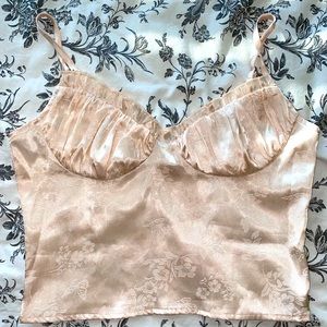 Pacsun LA Hearts Ruched Bustier Satin Butterfly Tank Top